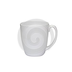 White ceramic mug on white background