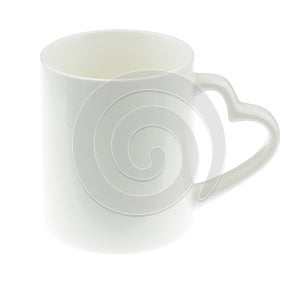 White Ceramic mug white heart shaped handles on white