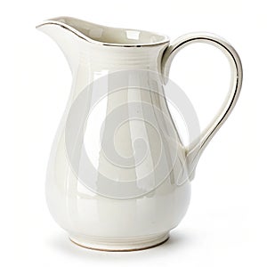 White ceramic pitcher isolated on white background