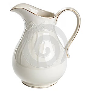 White ceramic pitcher isolated on white background