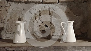 White ceramic pitchers