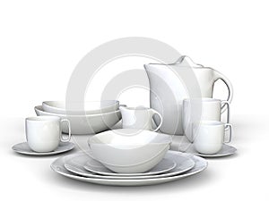 White ceramic tea set