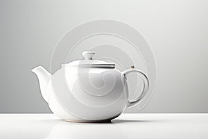 White ceramic teapot on white background. 3d rendering