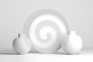 White Ceramic vase with Round shape Mock-up, Placed on White Background