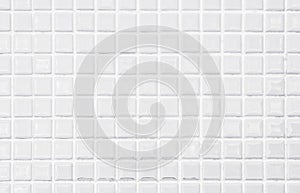 White ceramic wall and floor tiles mosaic background in bathroom and kitchen. Design pattern geometric with grid wallpaper texture