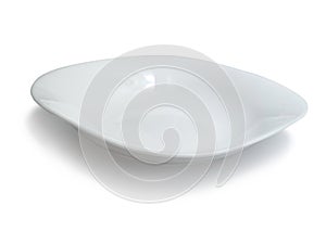 White ceramics plate bowl isolated cut out, empty tableware mock up template