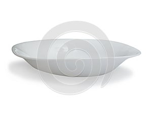 White ceramics plate bowl isolated cut out, empty tableware mock up template