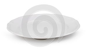 White ceramics plate and bowl isolated on white background