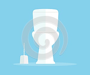 White ceramics toilet and toilet brush logo design. File contains a path to isolation vector design and illustration.