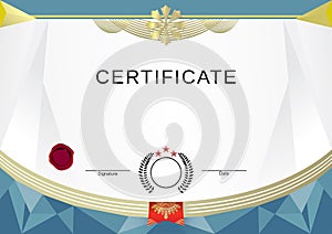 White certificate with gold modern elements