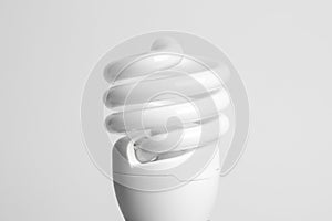 White CFL spiral light bulb, close up.