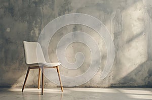 White Chair Against Cement Wall