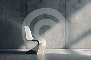 White Chair Against Cement Wall