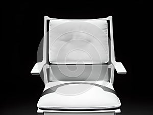 White chair in black dark background, AI generated