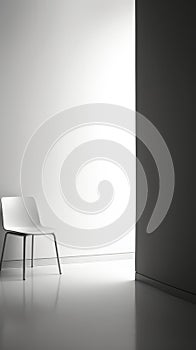 White chair in empty room with shadow on wall, loneliness concept