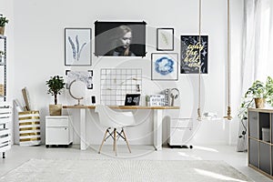 White chair in home office