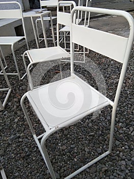 White Chair and rokcs