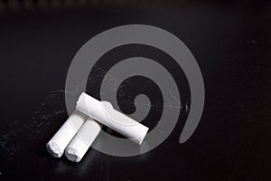 White chalk on black