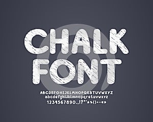 White chalk font with sketch texture effect on gray chalkboard