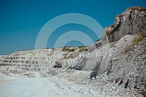 White chalk or marble quarry rocks