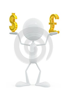 White character with dollar and pound sign