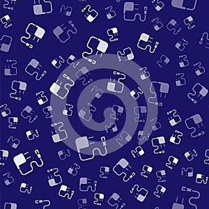 White Charger icon isolated seamless pattern on blue background. Vector Illustration