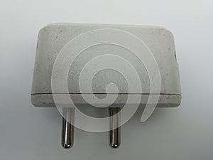 White charging plug adaptor isolated on white background