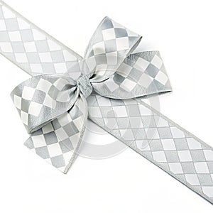 White checkered pattern with bow isolated on white background