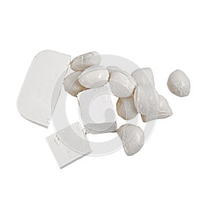 White cheese feta and mozarella isolated