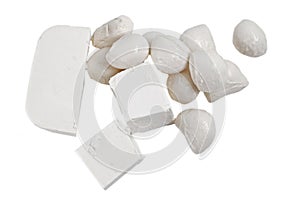 White cheese feta and mozarella isolated