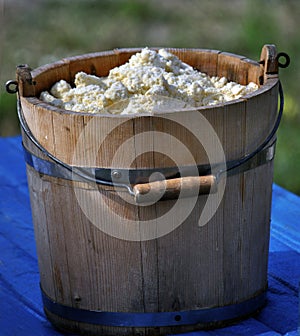 White cheese in a wooden tub_2