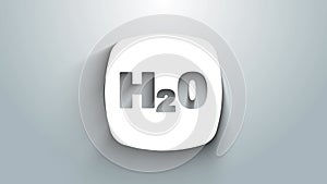 White Chemical formula for water drops H2O shaped icon isolated on grey background. 4K Video motion graphic animation