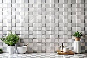 White tile wall chequered background