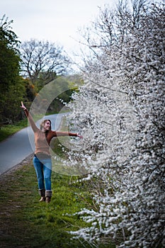 White Cherry Blossom Tree Portrait