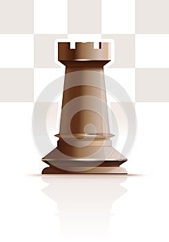 White chess figure rook. Realistic vector icon