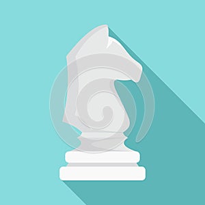 White chess horse icon, flat style