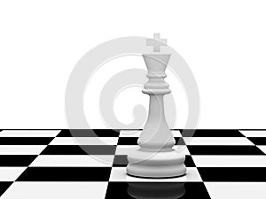 White chess king on chessboard