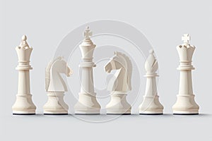 White Chess Pieces in a Row
