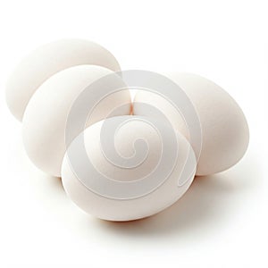3 white chicken eggs isolated on a white background photo