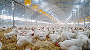 The White Chickens in Farm.AI generated image