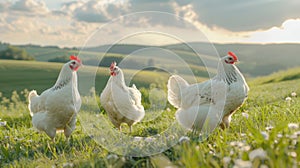 The White Chickens Outdoors.AI generated image