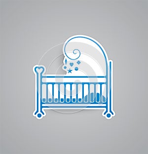 White childbed icon on grey background. Vector illustration childbed icon. eps10.