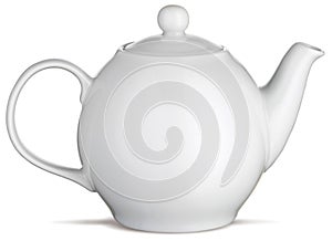 White china tea pot teapot on a white background photo