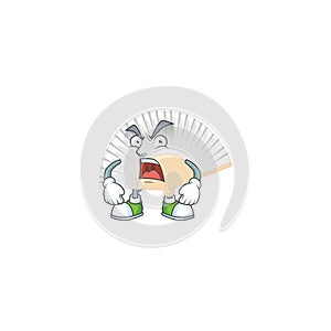 White chinese folding fan cartoon character design having angry face