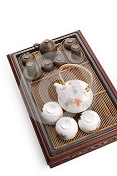 White chinese tea set