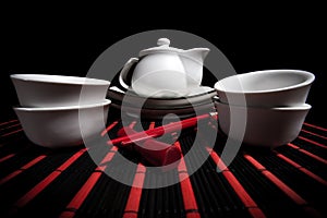 White Chinese tea set