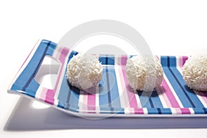 White chocolate balls with coconut