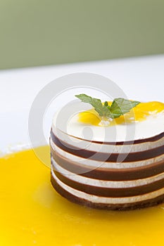 White Chocolate Cake w/ Mango Coulis photo