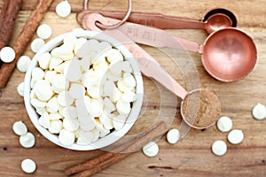 White Chocolate Chips & Measuring Spoons