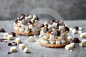 White Chocolate and Marshmallow Rice Crisp Cakes with Sugar Coated Chocolate Drops